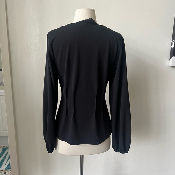 Ann Taylor Black Ling Sleeve Pin tucked Blouse - Picture 7 of 10